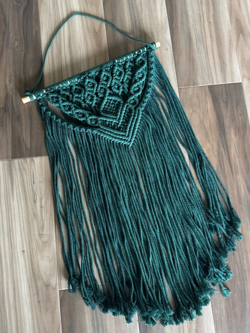 Macrame Forest Green Woven Tapestry Fringe Wall Hanging Decor